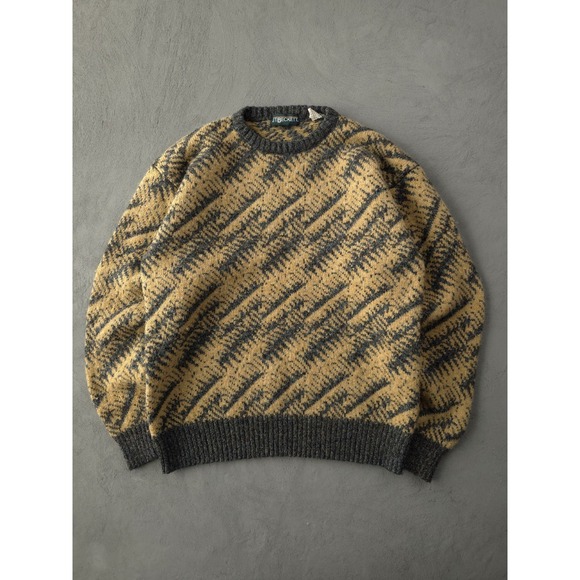 Vintage 90s J.T. Beckett Beige Wool Blend Crewneck Knit Sweater Men's L - Picture 9 of 9